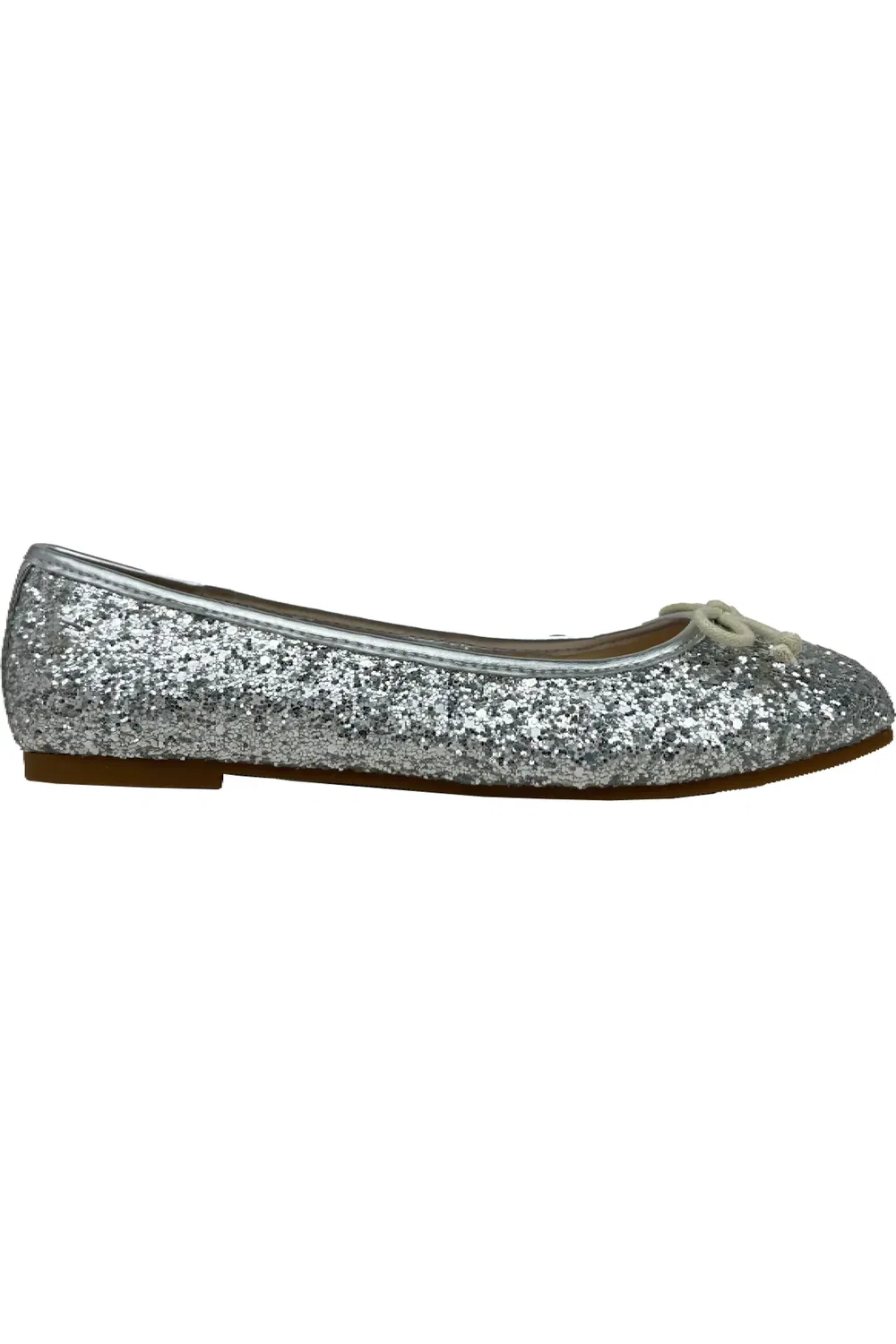 Балетки детские с бантом Miss Sadie Yosi Samra, Silver Glitter — фото 2