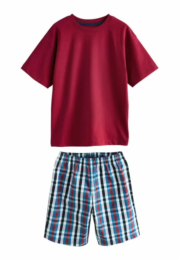 Пижамный набор из 3 предметов, клетка Regular fit check Next Navy, Burgundy, Green, темно-синий/зеленый/бордовый — фото 3