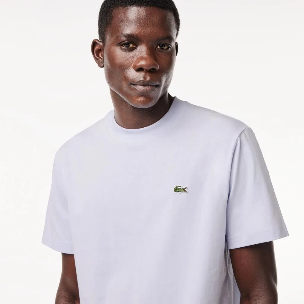Мужская классическая футболка с круглым вырезом Lacoste Classic T-Shirt, Weiß — фото 4