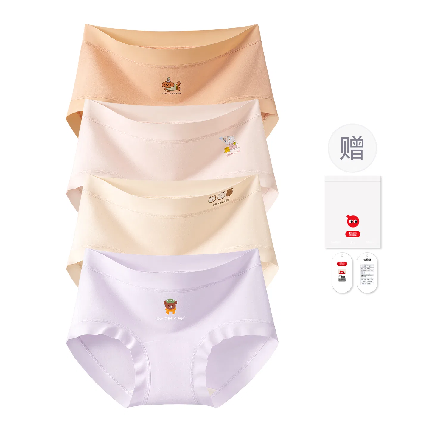 Детские трусы для девочек хлопковые 4 шт Purple Pink Orange Light Coffee Red bean, Цвет Purple Pink Orange Light Coffee