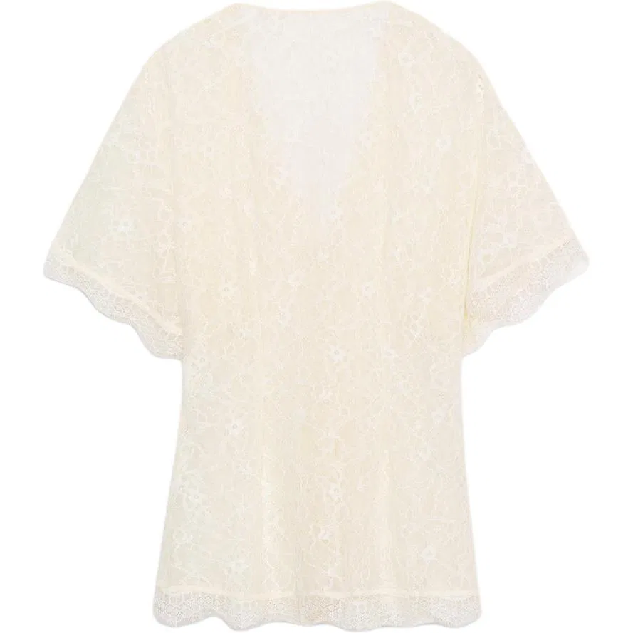 Женская блузка из шифона с V-образным вырезом, Cream, ZARA — фото 3