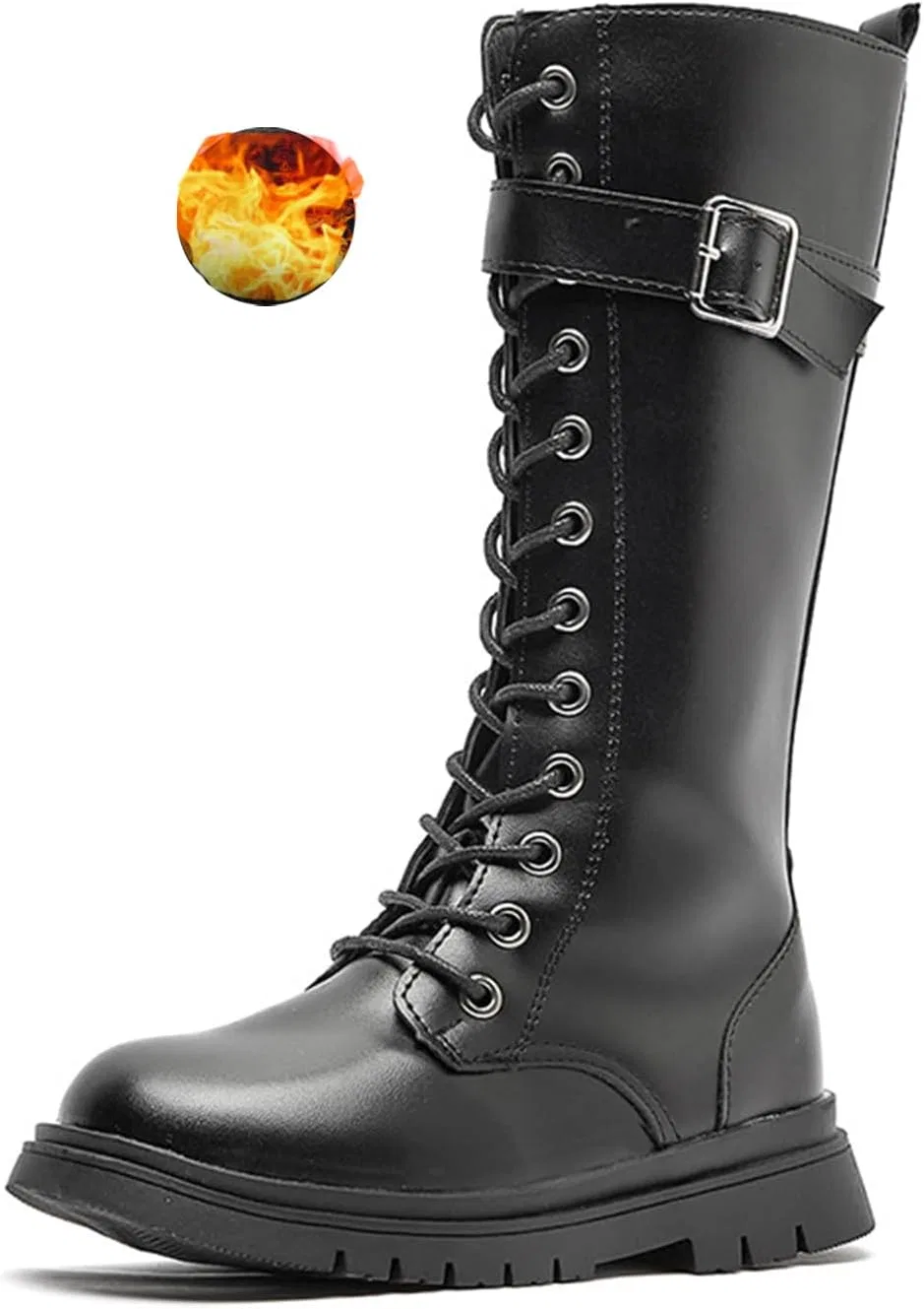Детские сапоги для девочек с мехом NVBUKE, Black/Plush Lining