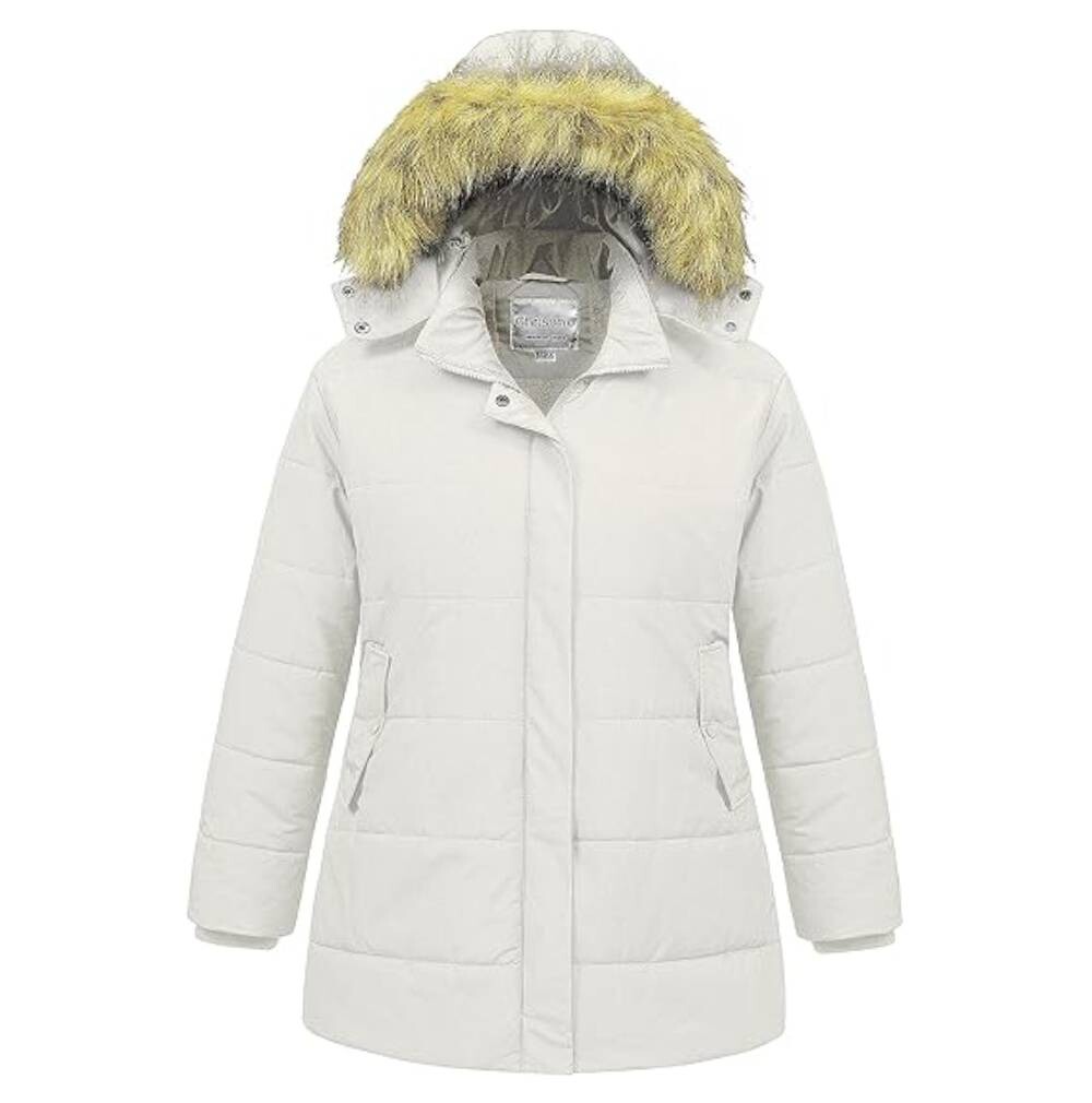 

Пуховик со съемным капюшоном Chrisuno Plus Size, белый