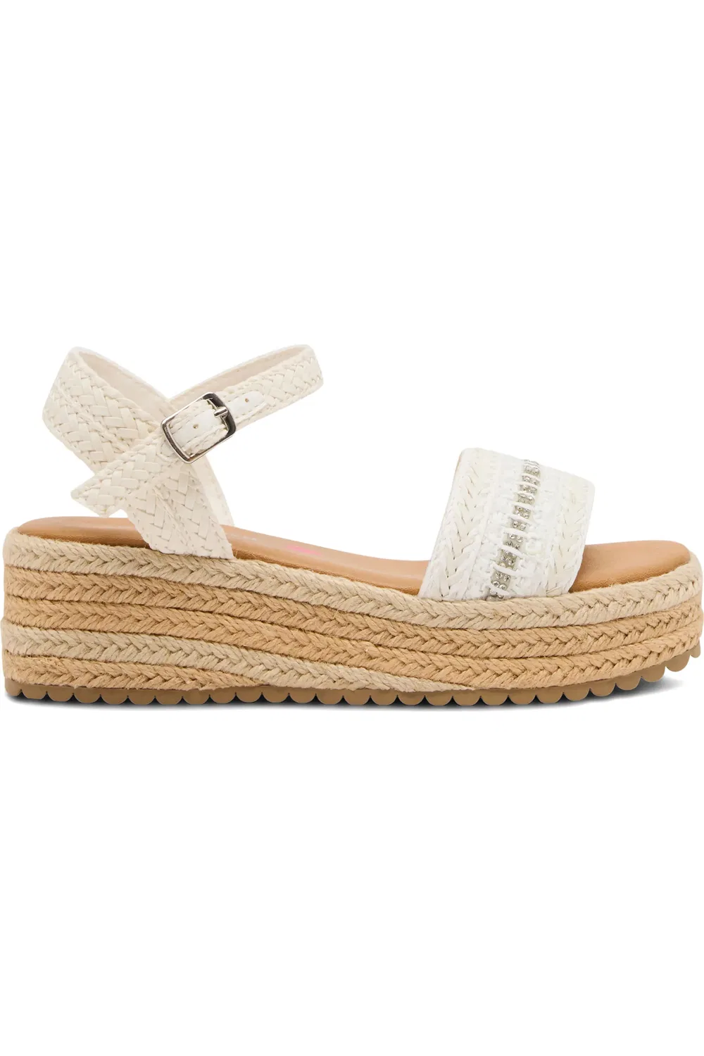 Детские сандалии на танкетке с плетеными ремешками Jkiko Steve Madden, белый — фото 2