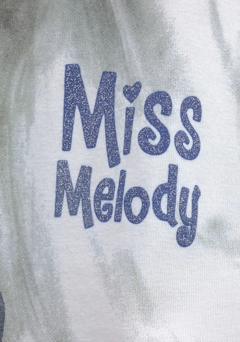 Трикотажное платье Miss Melody, великолепный принт спереди с блестящим эффектом, синий — фото 3
