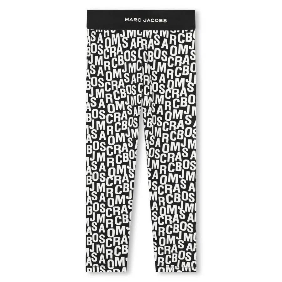 Леггинсы с принтом Kids Monogram Logo Little Marc Jacobs, Black
