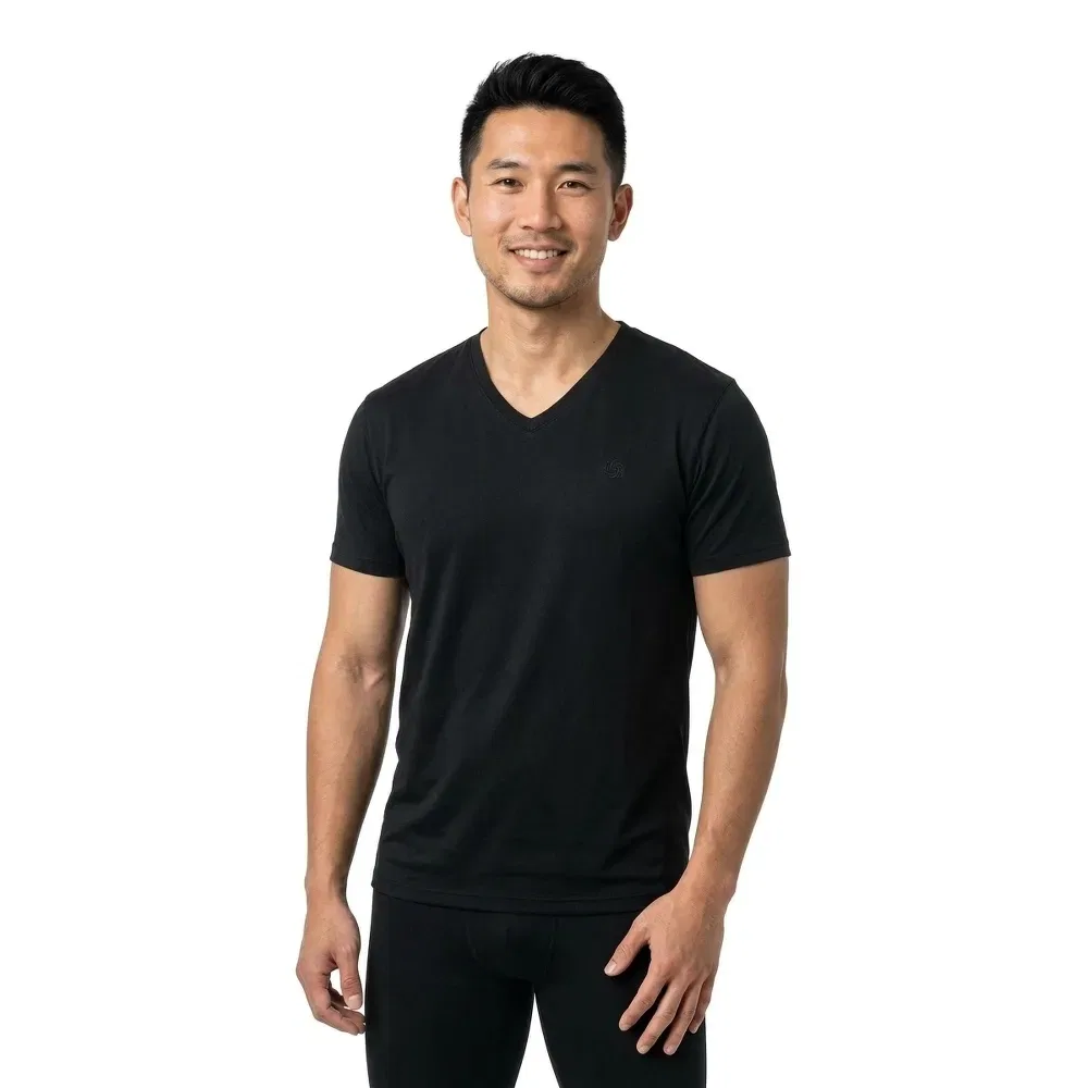 Футболка с v-образным вырезом Classic Cotton Linen Vee Superdry, черный — фото 3