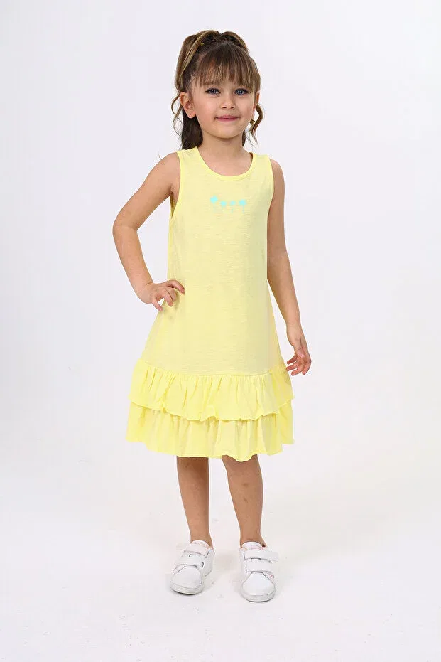 Детское платье для девочек с принтом Toontoy, Light Yellow