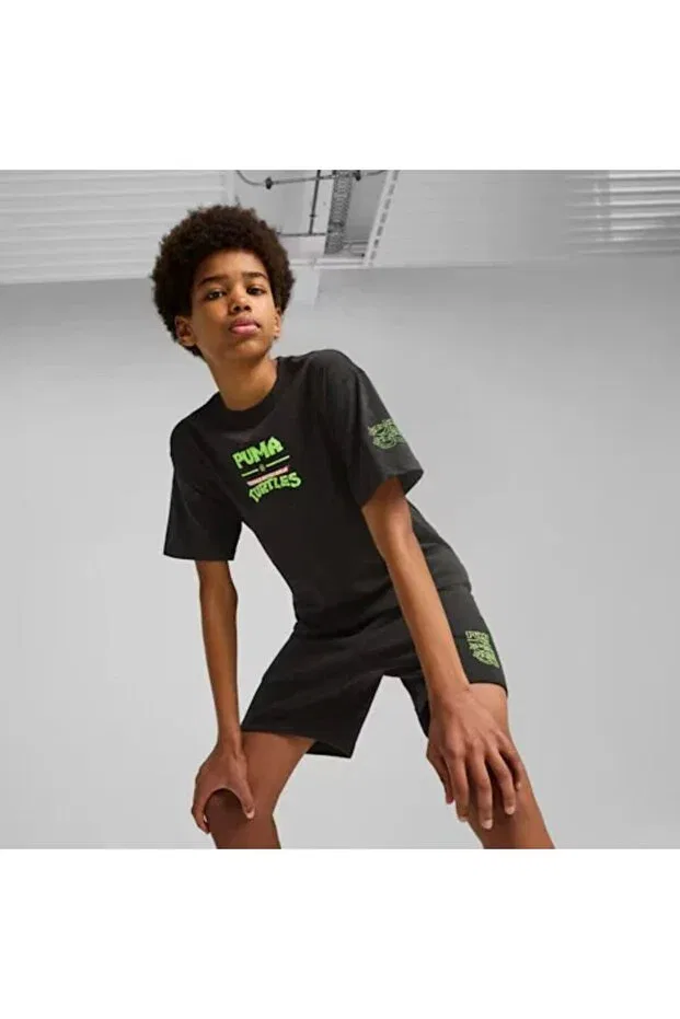 Детская футболка для девочек с принтом X tmnt relaxed aop tee Puma, Puma Black