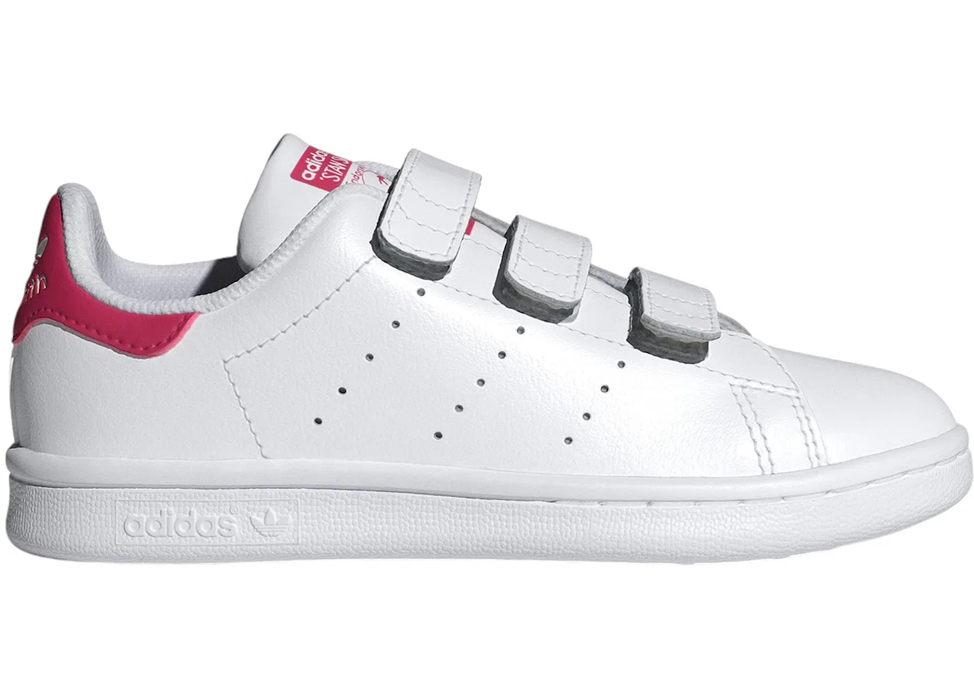 Детские кроссовки с удобной застежкой Adidas Stan Smith Comfort Closure, Cloud White/Cloud White/Bold Pink