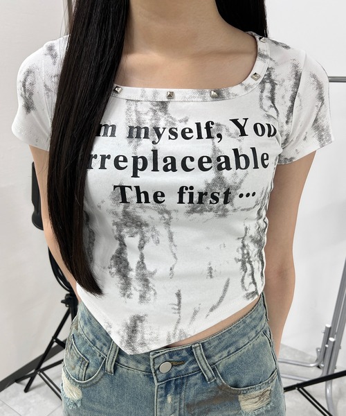 

Футболка с заклепками на воротнике Figments, белый