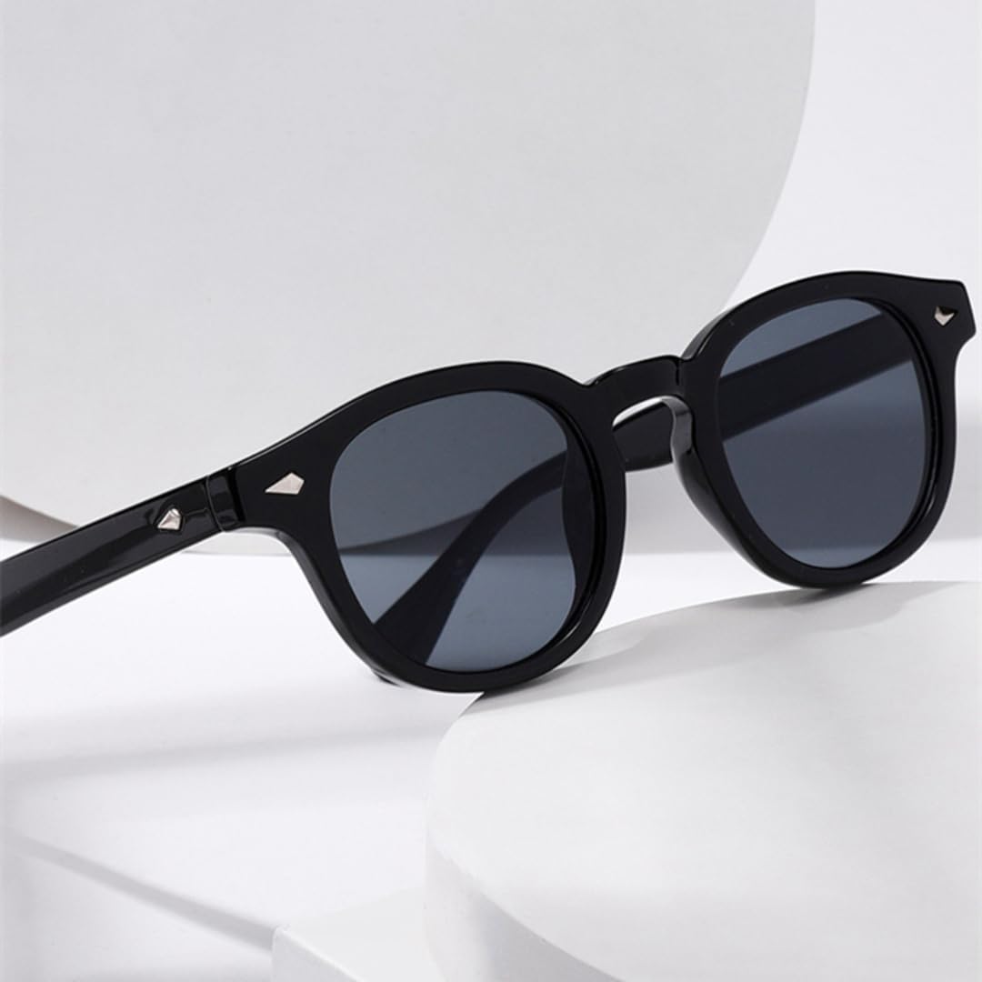 

Ретро круглые солнцезащитные очки для женщин и мужчин с защитой от УФ-излучения UV400, в стиле панк, с заклепками и градиентным переходом цвета UATXTAU, Dark Brown Gray