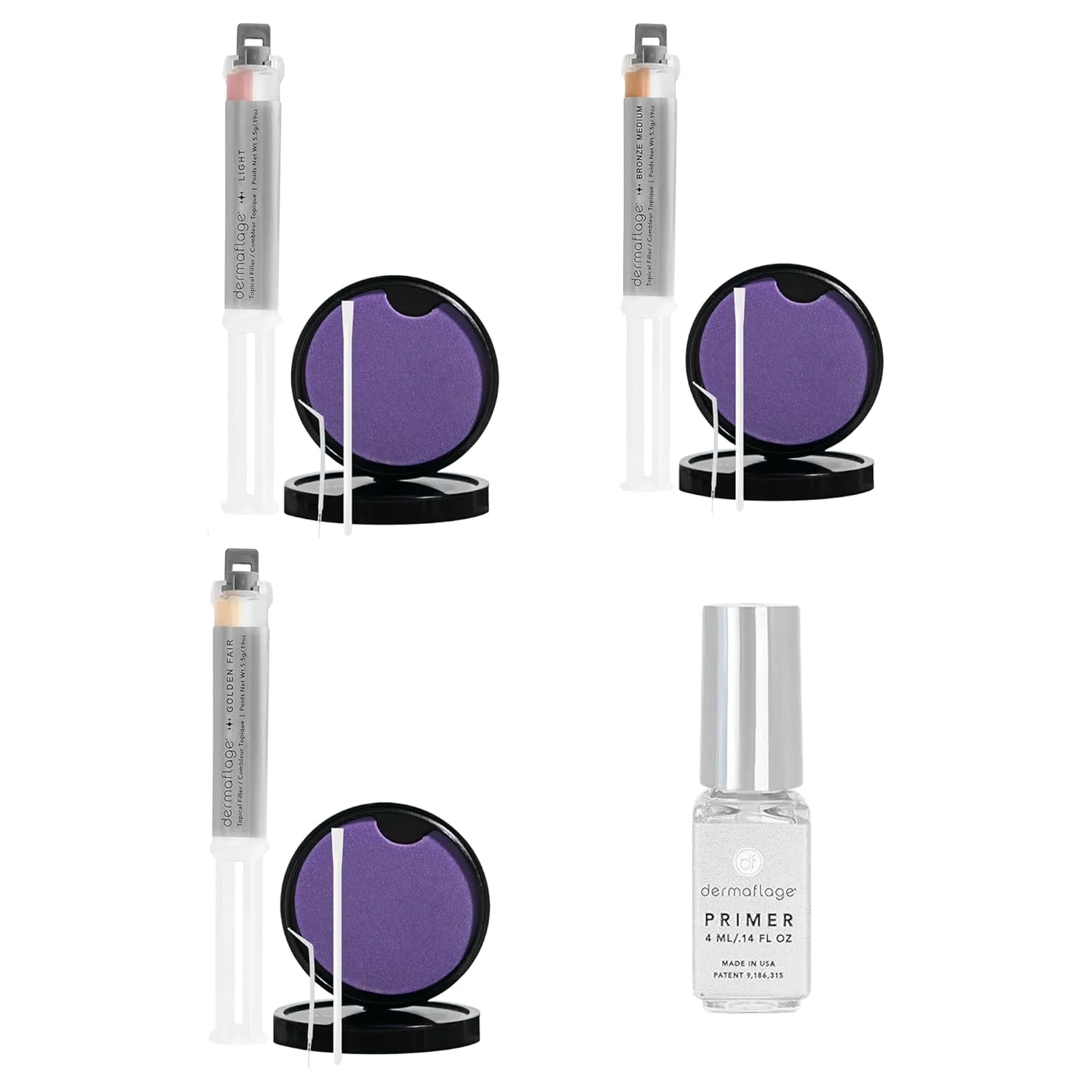 Набор Dermaflage для маскировки шрамов - комплекты Scar Filler (Golden Fair, Medium Cool, Light) + праймер Extended Wear Primer - водостойкий консилер для акне, морщин и рубцов Ice Pick, запас на 1 месяц