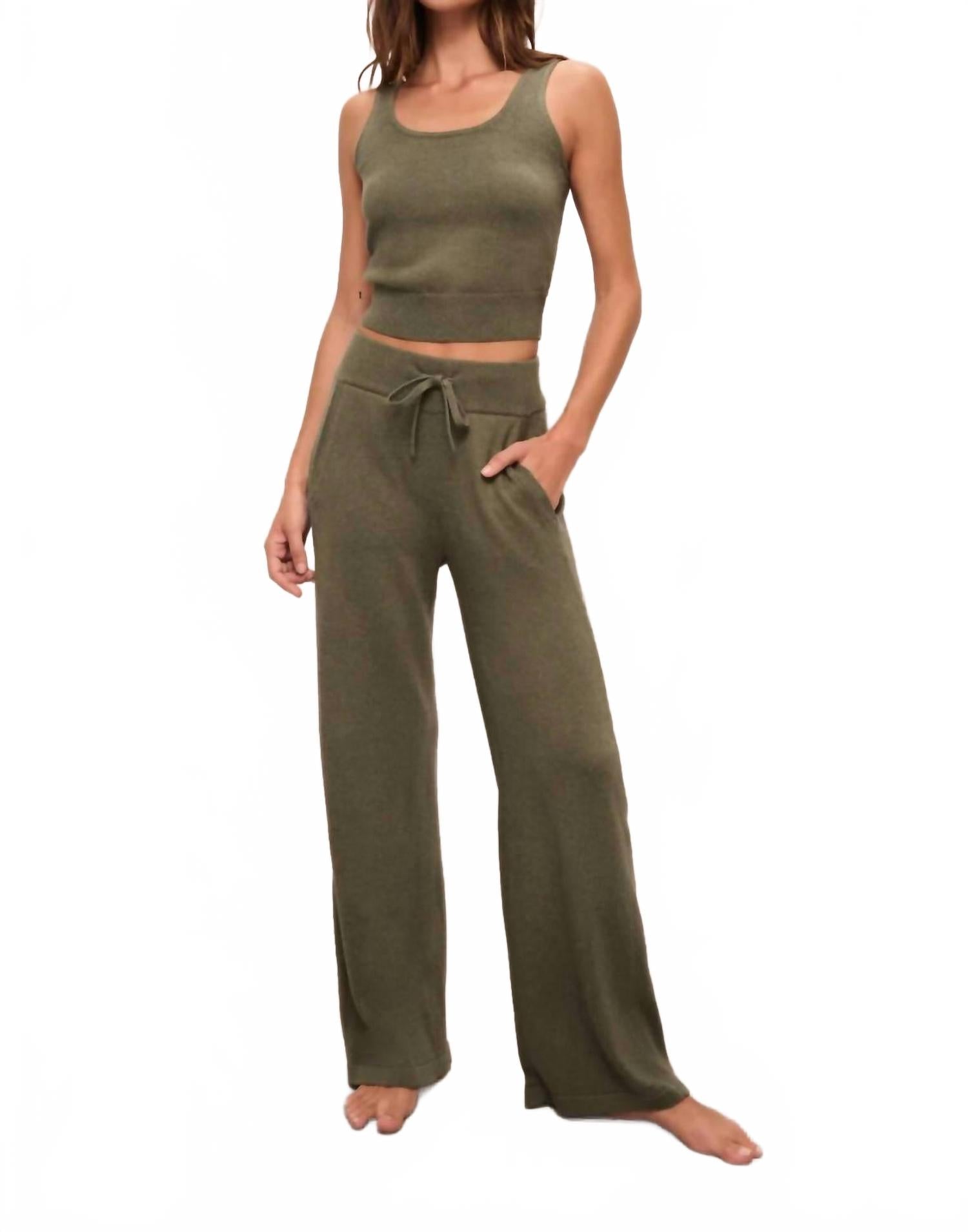 

Переработанные брюки-свитера цвета мха Eberjey, Moss