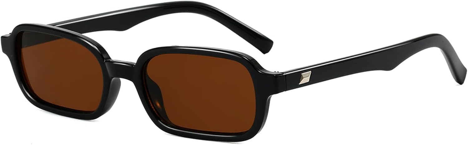 

Солнцезащитные очки в стиле ретро прямоугольной формы для женщин и мужчин. Модные солнцезащитные очки в стиле 90-х, маленькие квадратные, дизайнерские винтажные модели 2025 года Breaksun, Black/Brown