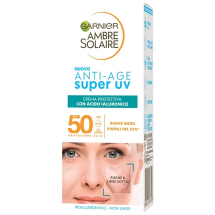 

Ambre Solaire Anti-Age Super UV Protection Face Cream для чувствительной кожи SPF 50 с гиалуроновой кислотой 50 мл Garnier