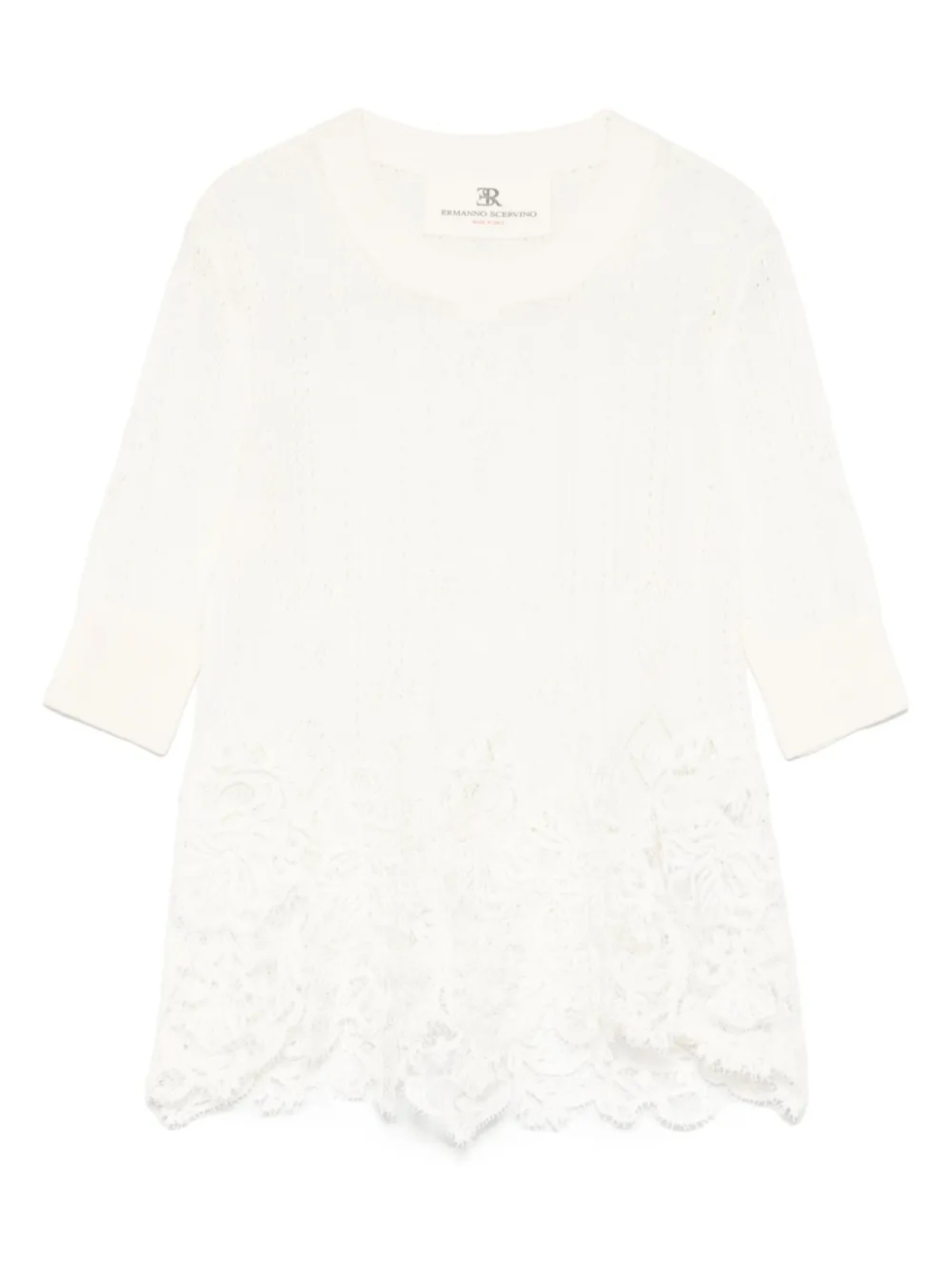

Блузка с кружевными деталями Ermanno Scervino, белый