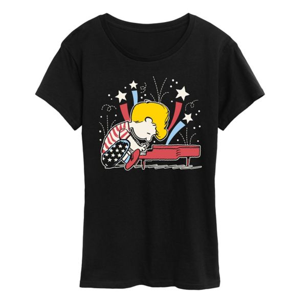 

Женская футболка с принтом «Peanuts Schroeder Americana» Licensed Character, черный