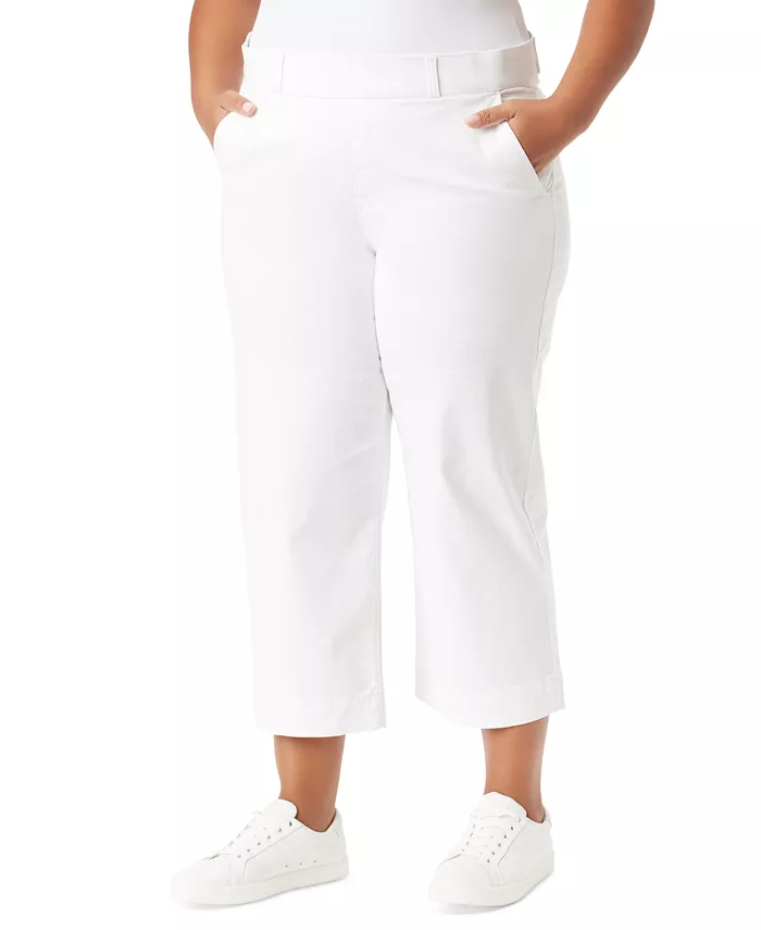 

Женские брюки Plus Size с эффектом коррекции фигуры, укороченные, широкие Gloria Vanderbilt, белый
