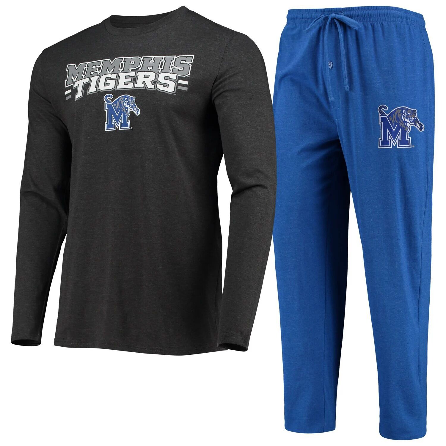 

Мужской комплект для сна с длинными рукавами и брюками Concepts Sport Royal/Heared Charcoal Memphis Tigers Meter
