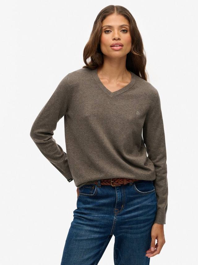 

Классический джемпер с V-образным вырезом Superdry, Carbon Brown Marl