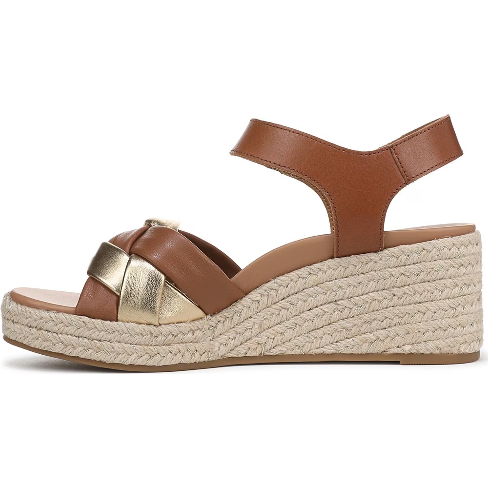 Сандалии на танкетке Saratoga Vionic, tan / gold leather — фото 3