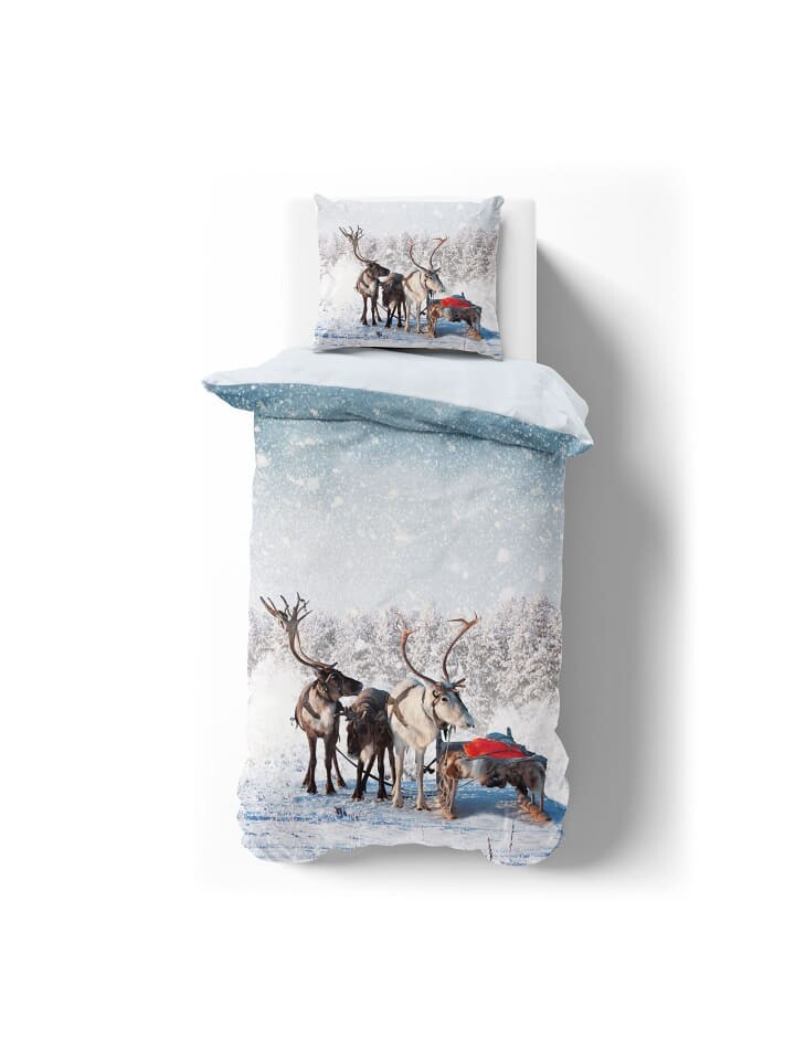 

Постельное белье Traumschlaf Rentiere, цвет eisblau