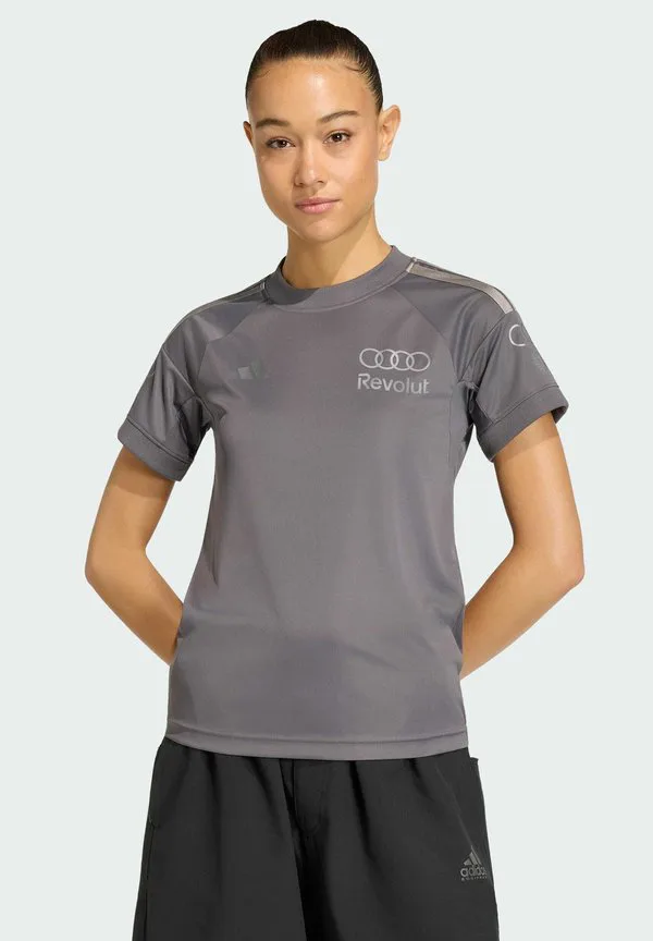 Спортивная футболка audi revolut f1 team с коротким рукавом, реплика футболки пилота Adidas Performance, Grey Strata/Iron Metallic — фото 2