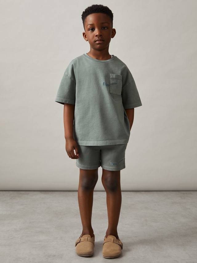 

Шорты Perry Cotton London Palm Washed Reiss, Washed Sage