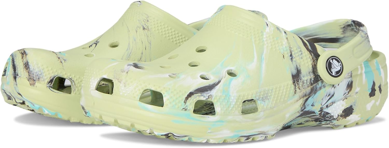 

Детские сабо Crocs унисекс, классические, с мраморным рисунком, акварельным рисунком, размер K, зеленый