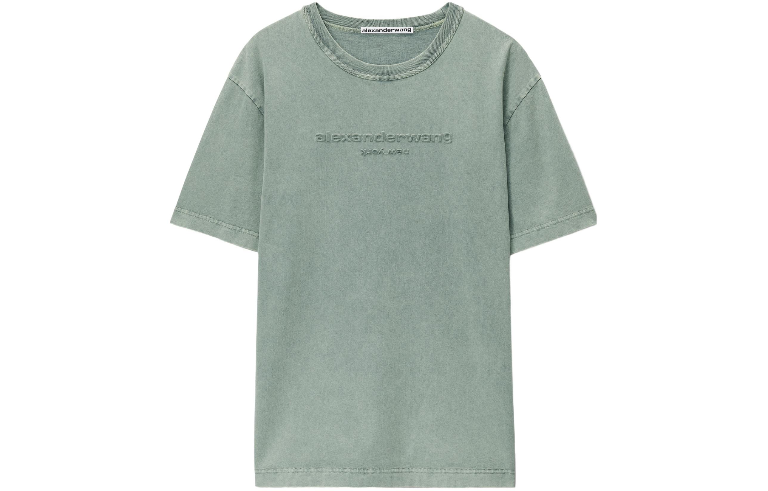 Футболка из хлопка с вышитым логотипом Alexander Wang, зеленая — фото 2