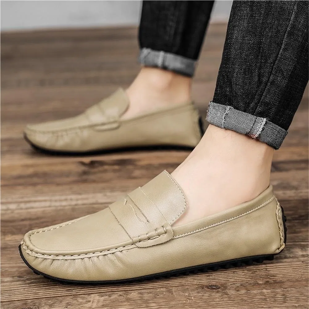 Лоферы кожаные Beige, Slip-Ons DHFIRUFSHLO — фото 2