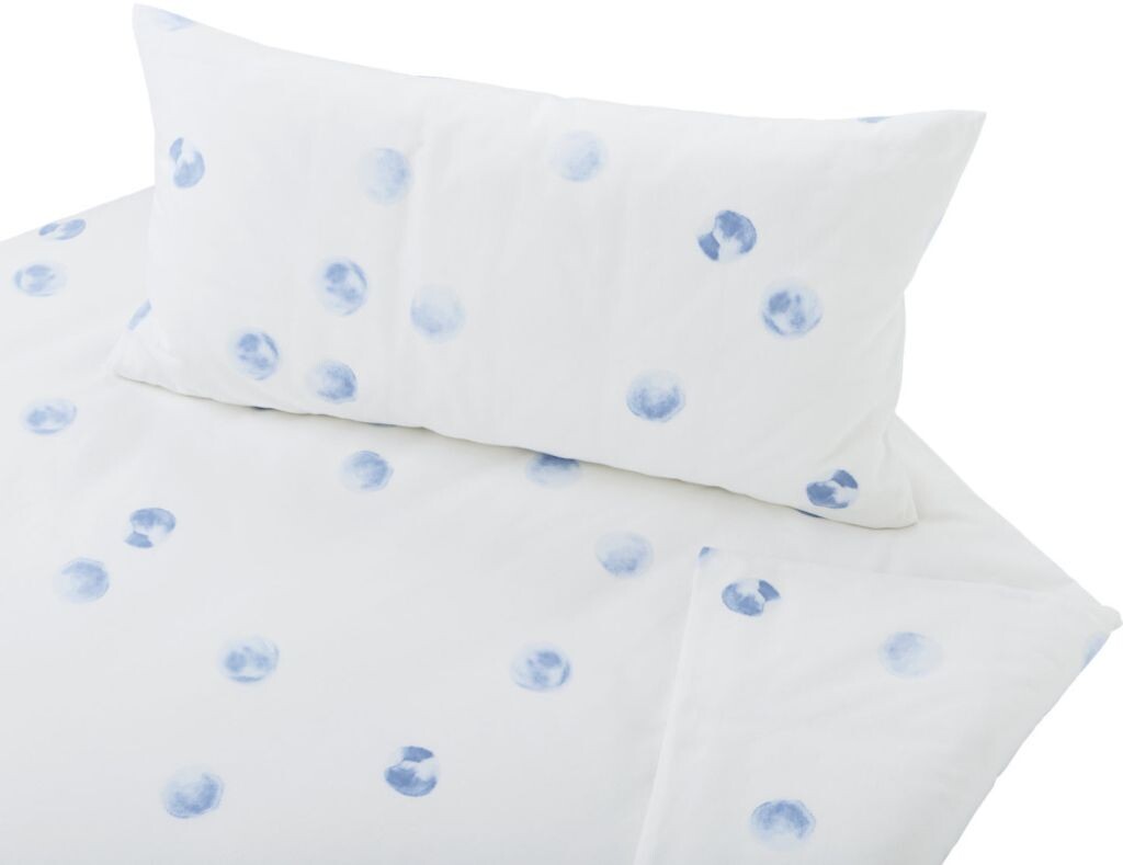 

Постельное белье из органического атласа Cotonea, наволочка в горошек, однотонная, светло-голубая, размер 80 x 80 см