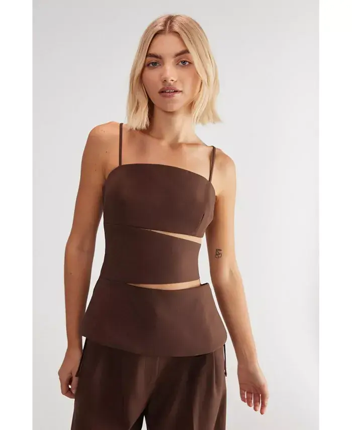 

Премиальный длинный топ с вырезом по индивидуальному заказу Nasty Gal, коричневый