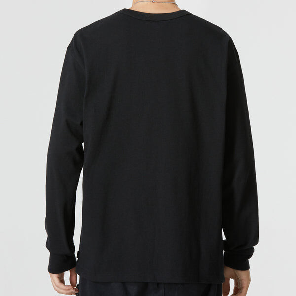 Футболка Men's Nike Solid Color Athleisure Casual Sports Round Neck Long Sleeves Black T-Shirt, черный — фото 4