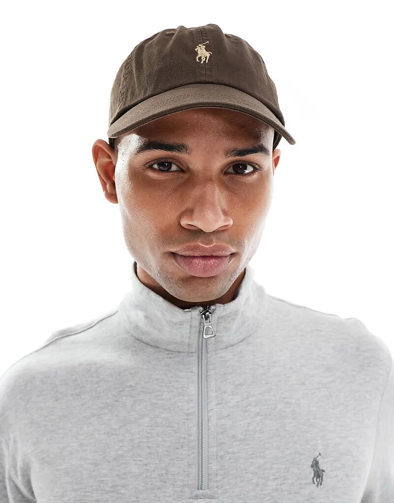 

Бейсболка с эластичным шнурком и логотипом Polo Ralph Lauren коричневого цвета