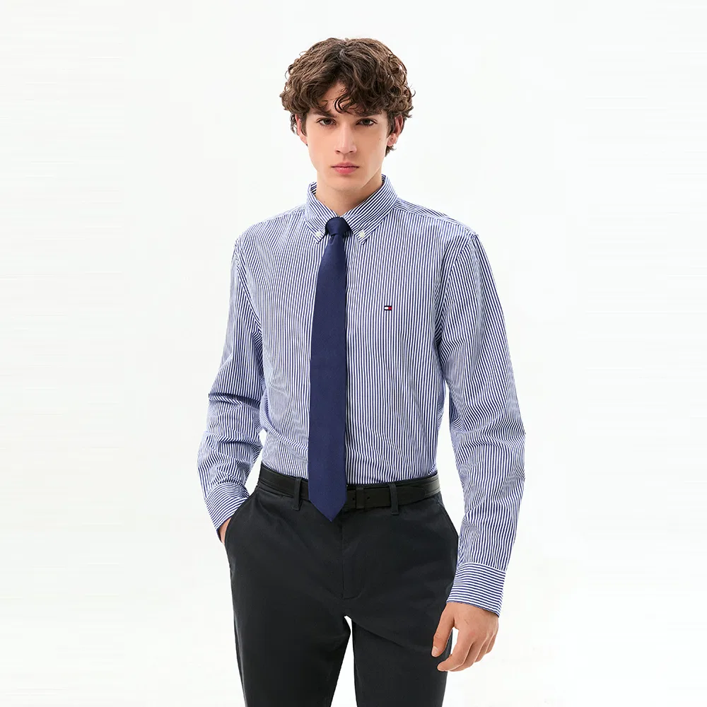 Мужская классическая рубашка Core Flex Pop Regular Fit синяя от Tommy Hilfiger