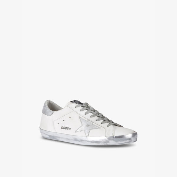 Низкие кожаные кроссовки с логотипом Super-Star Golden Goose, серебряный — фото 3