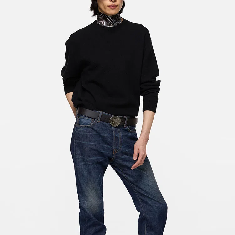 Мужской кашемировый свитер с круглым вырезом Acne Studios, Black — фото 4