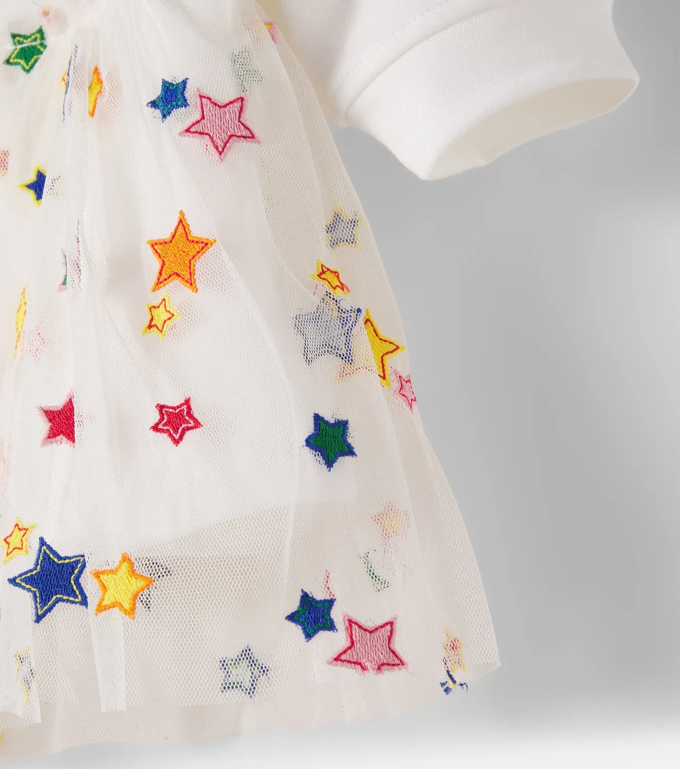 Детское вышитое хлопковое платье Stella McCartney Kids, белый — фото 4