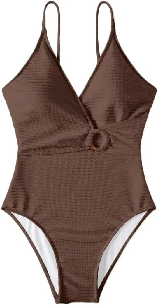 Женский цельный купальник с вырезами Elegant, Brown