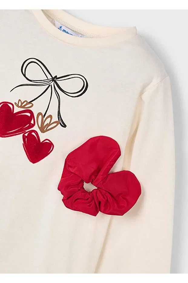 Детская футболка для девочек с длинным рукавом Winter girls' long sleeve buckle tshirt Mayoral, Nude Color — фото 4