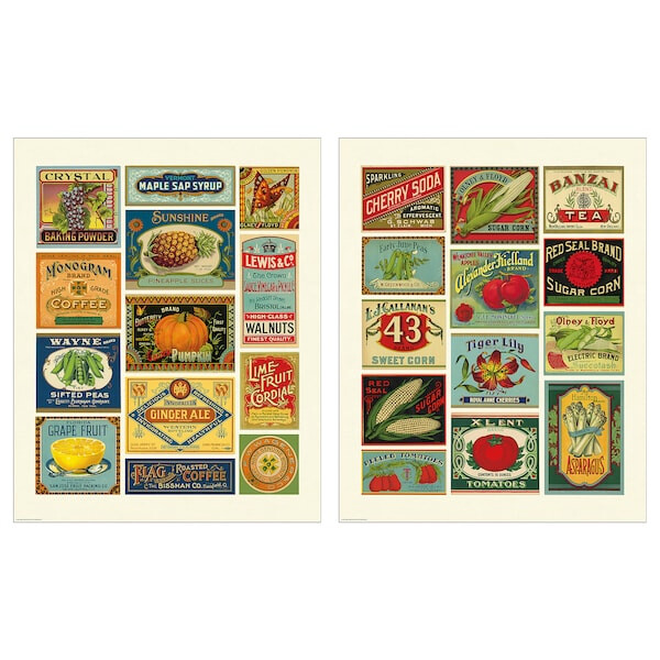 

Набор постеров Ikea Bild Vintage Label Collage, 40х50 см, 2 шт