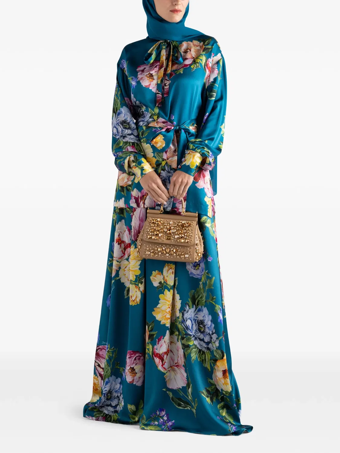Юбка макси с цветочным принтом Dolce & Gabbana, синий — фото 2