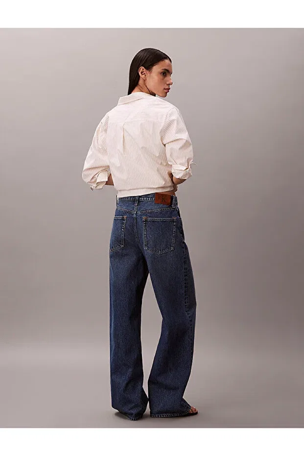 Женские хлопковые джинсы с широкой штаниной Calvin Klein, Indigo — фото 2