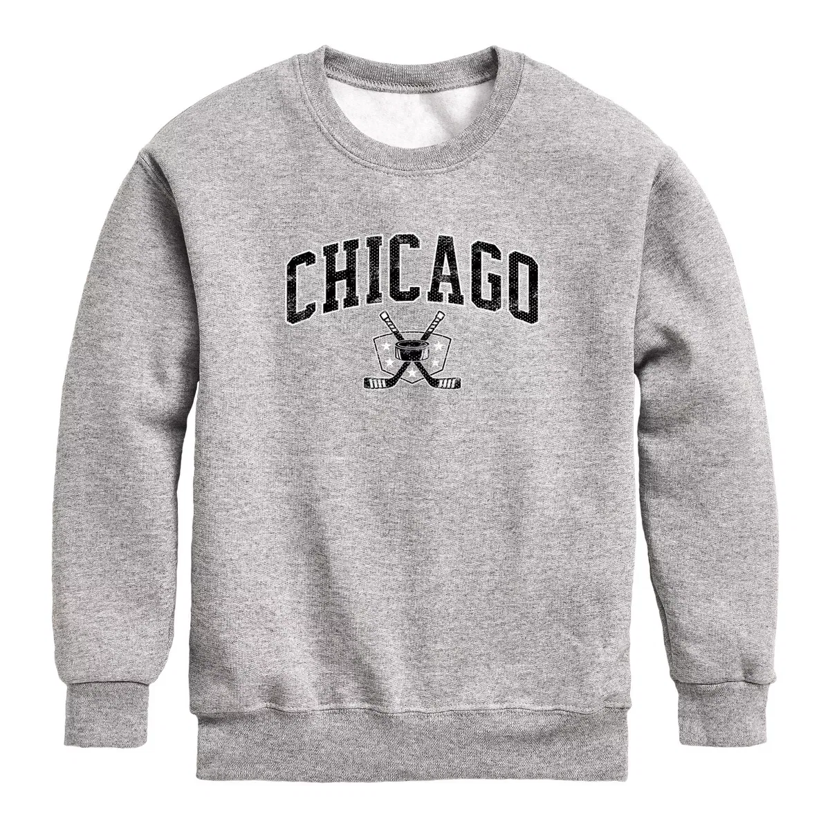Детское худи для мальчиков с принтом Chicago Hockey Instant Message, Athletic Heather