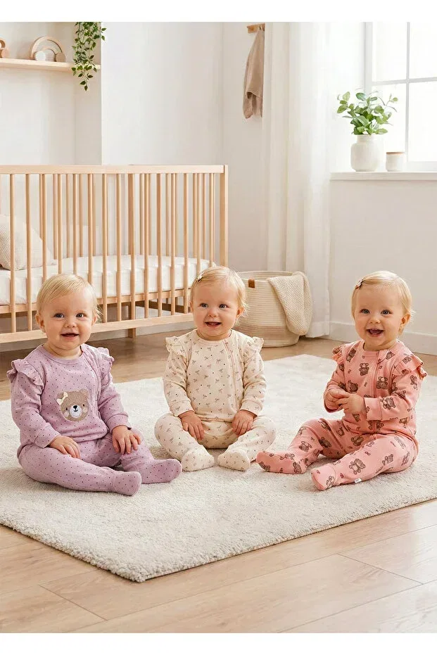 Детский комбинезон для девочек хлопковый Three-Piece Babymod, Multicolor — фото 2