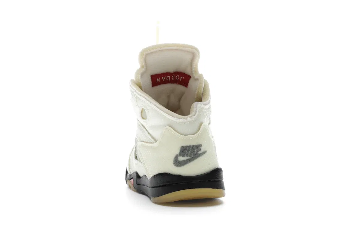 Детские кроссовки Lifestyle с принтом Jordan 5 Retro, Sail/Fire Red-Muslin-Black — фото 4