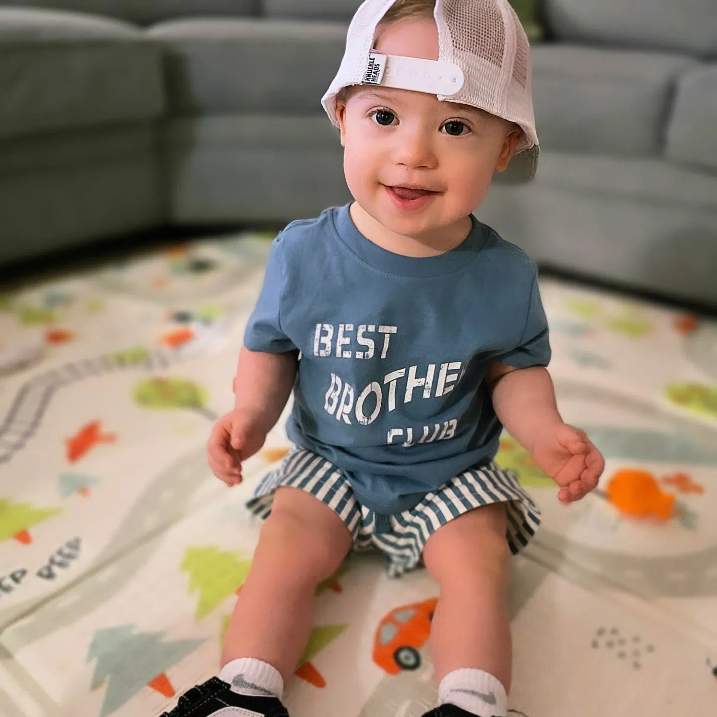 Детское футболка с коротким рукавом с принтом в полоску INFANT/TODDLER BOY, Blue — фото 4