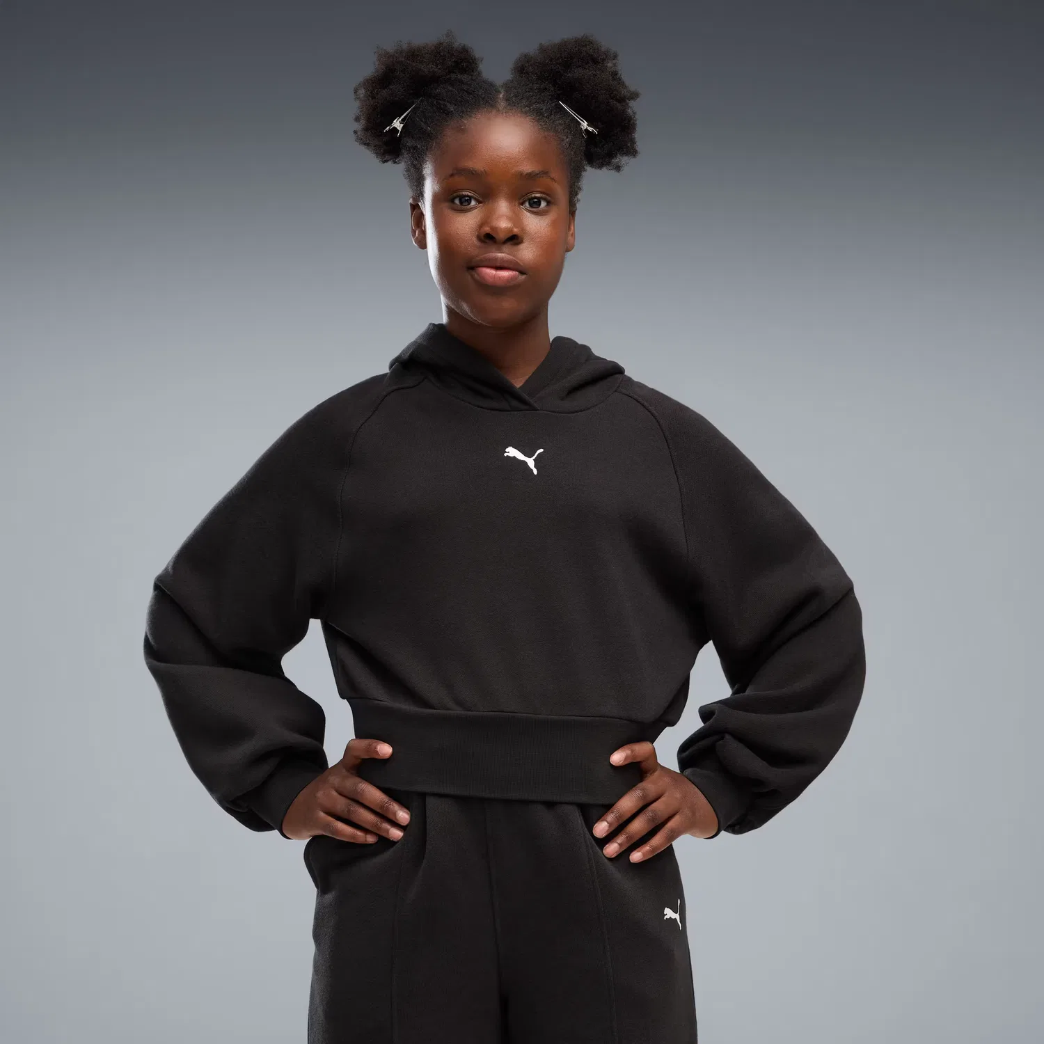 Укороченная толстовка с рукавами-баллонами для детей постарше Puma Essentials, Puma Black